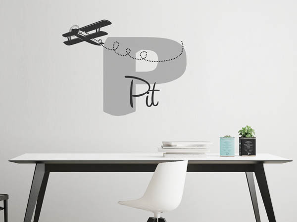Wandtattoo Pit mit Flugzeug