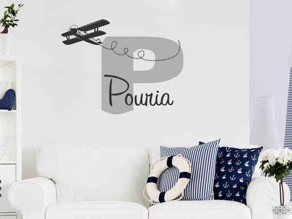 Wandtattoo Pouria mit Flugzeug