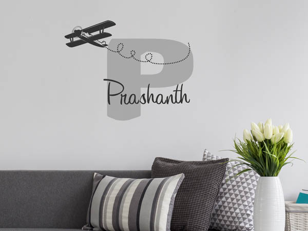 Wandtattoo Prashanth mit Flugzeug