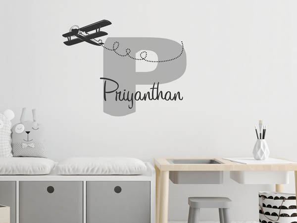 Wandtattoo Priyanthan mit Flugzeug