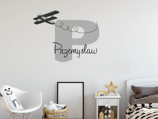 Wandtattoo Przemyslaw mit Flugzeug