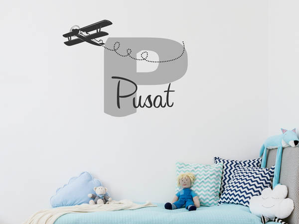 Wandtattoo Pusat mit Flugzeug