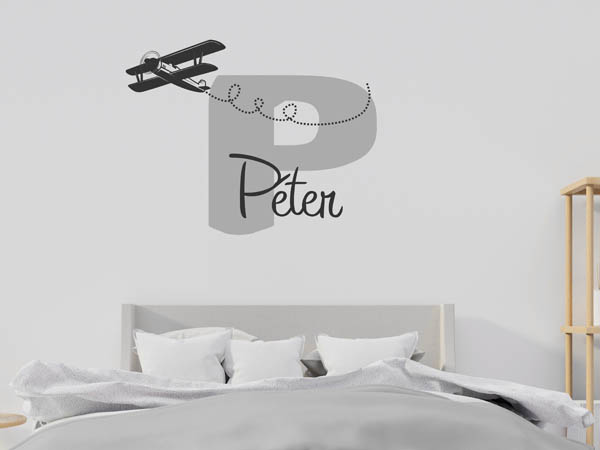 Wandtattoo Péter mit Flugzeug