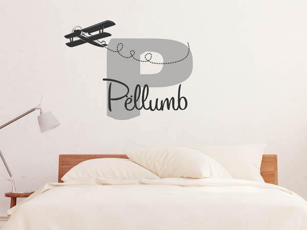 Wandtattoo Pëllumb mit Flugzeug