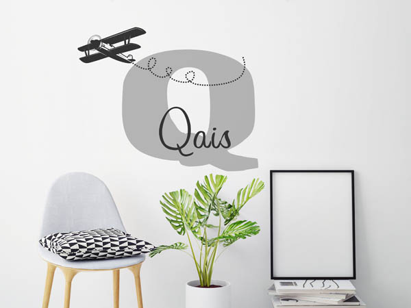 Wandtattoo Qais mit Flugzeug