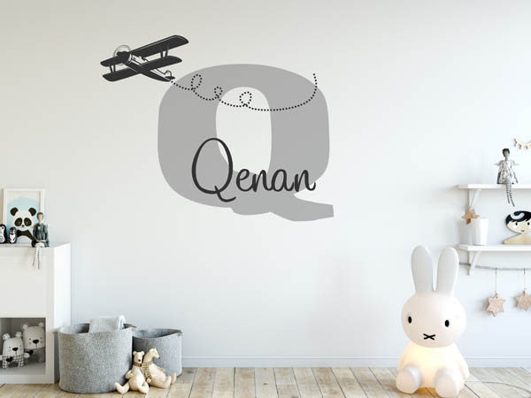 Wandtattoo Qenan mit Flugzeug
