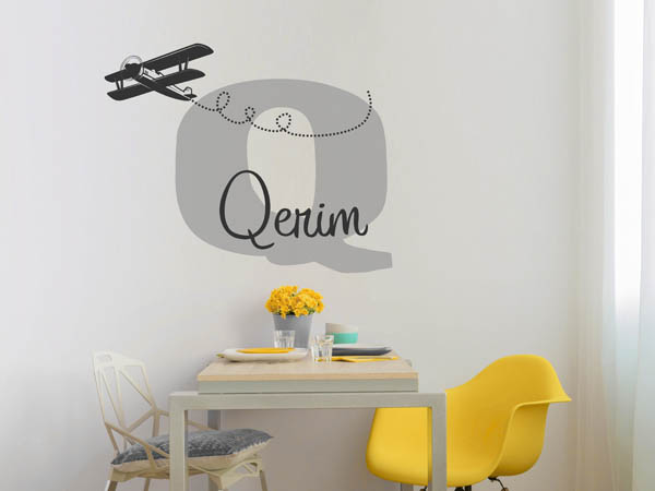 Wandtattoo Qerim mit Flugzeug