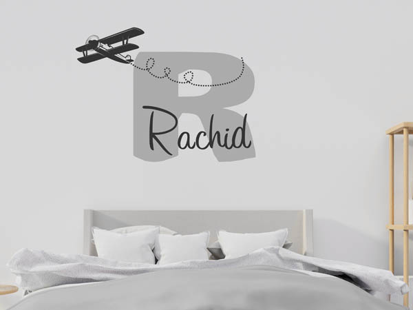 Wandtattoo Rachid mit Flugzeug