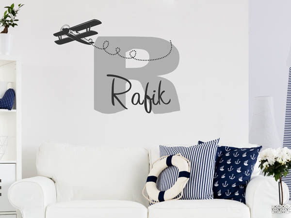 Wandtattoo Rafik mit Flugzeug