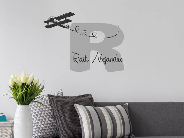 Wandtattoo Raik-Alejandro mit Flugzeug