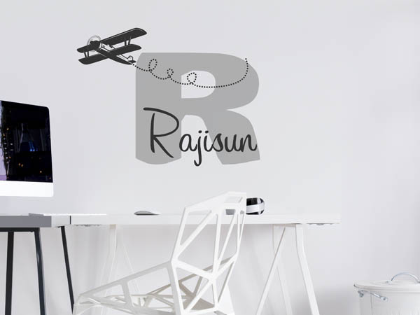 Wandtattoo Rajisun mit Flugzeug
