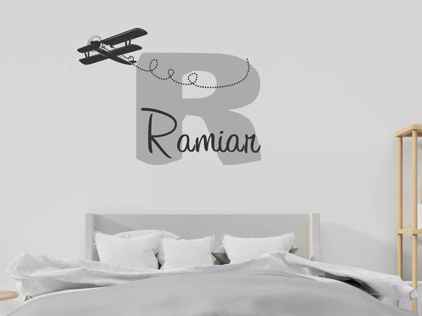 Wandtattoo Ramiar mit Flugzeug