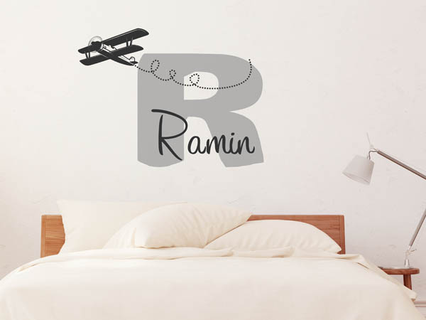Wandtattoo Ramin mit Flugzeug