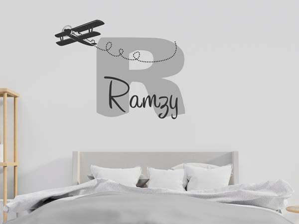 Wandtattoo Ramzy mit Flugzeug