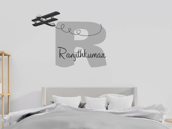 Wandtattoo Ranjithkumar mit Flugzeug