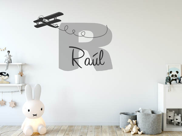 Wandtattoo Raúl mit Flugzeug