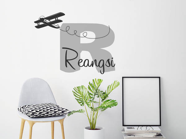 Wandtattoo Reangsi mit Flugzeug
