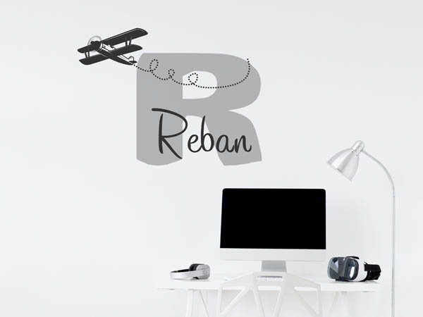 Wandtattoo Reban mit Flugzeug