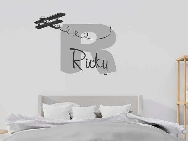 Wandtattoo Ricky mit Flugzeug