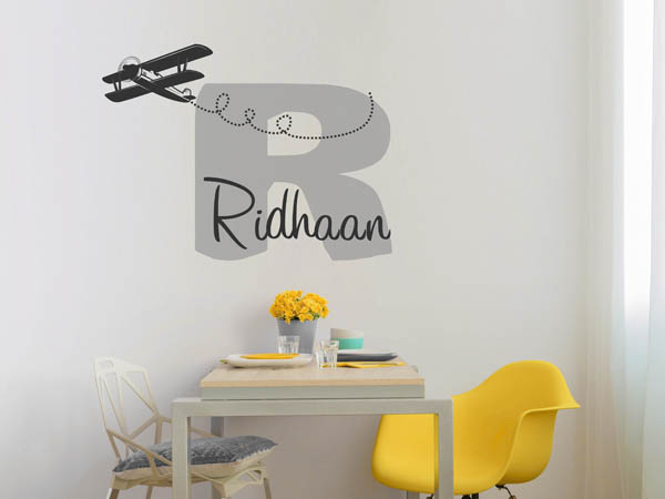 Wandtattoo Ridhaan mit Flugzeug