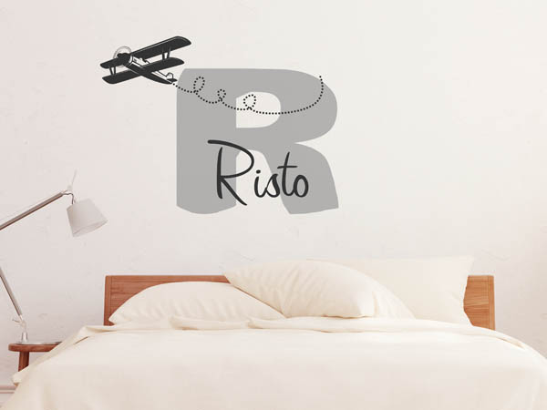 Wandtattoo Risto mit Flugzeug