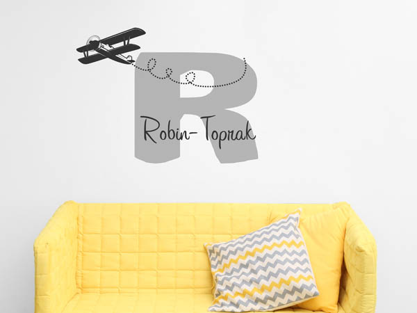 Wandtattoo Robin-Toprak mit Flugzeug
