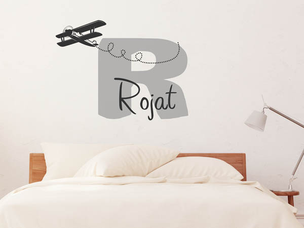 Wandtattoo Rojat mit Flugzeug