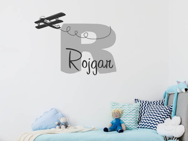 Wandtattoo Rojgar mit Flugzeug