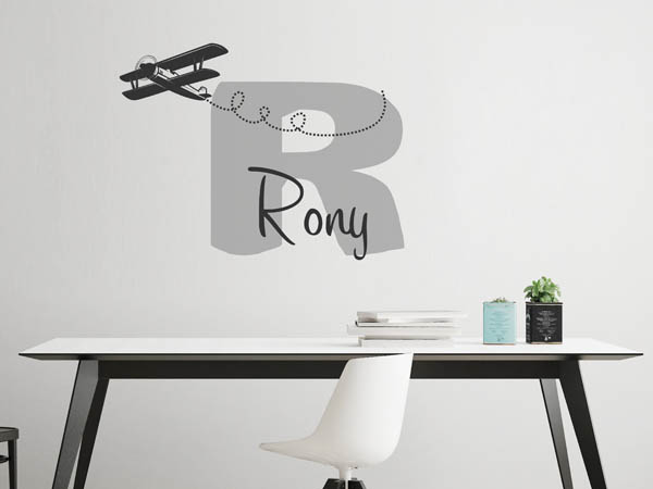 Wandtattoo Rony mit Flugzeug