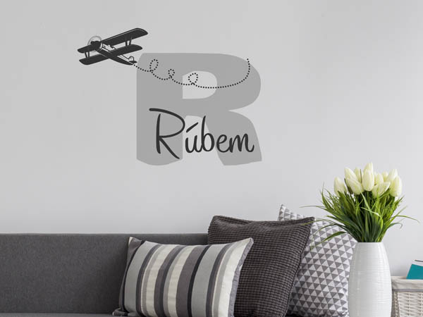 Wandtattoo Rúbem mit Flugzeug