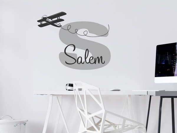 Wandtattoo Salem mit Flugzeug