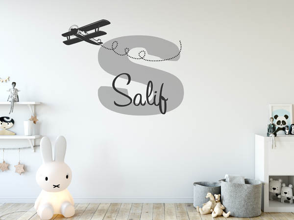 Wandtattoo Salif mit Flugzeug