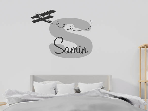 Wandtattoo Samin mit Flugzeug