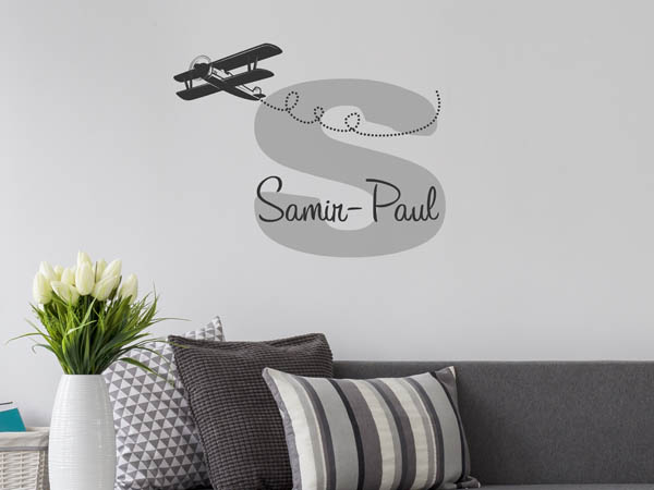 Wandtattoo Samir-Paul mit Flugzeug