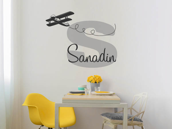 Wandtattoo Sanadin mit Flugzeug