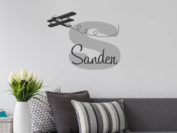 Wandtattoo Sander mit Flugzeug
