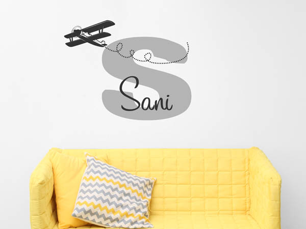 Wandtattoo Sani mit Flugzeug
