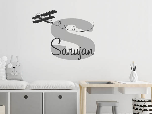 Wandtattoo Sarujan mit Flugzeug