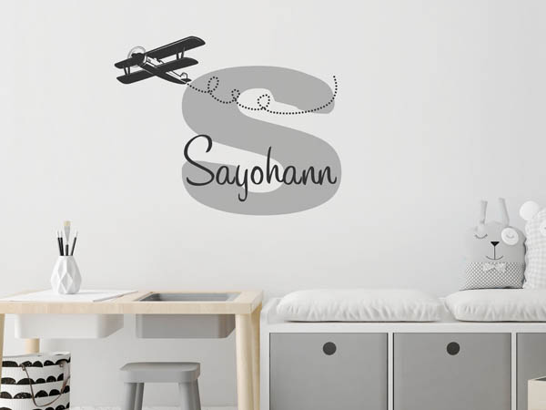 Wandtattoo Sayohann mit Flugzeug
