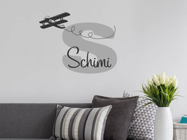Wandtattoo Schimi mit Flugzeug