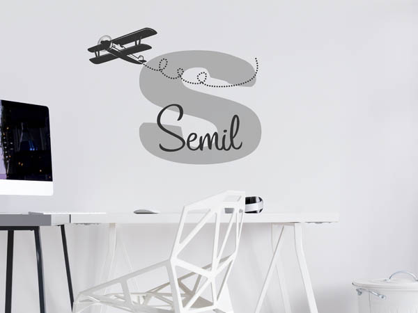 Wandtattoo Semil mit Flugzeug