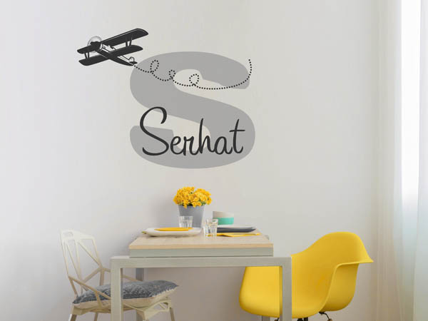 Wandtattoo Serhat mit Flugzeug