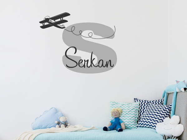 Wandtattoo Serkan mit Flugzeug