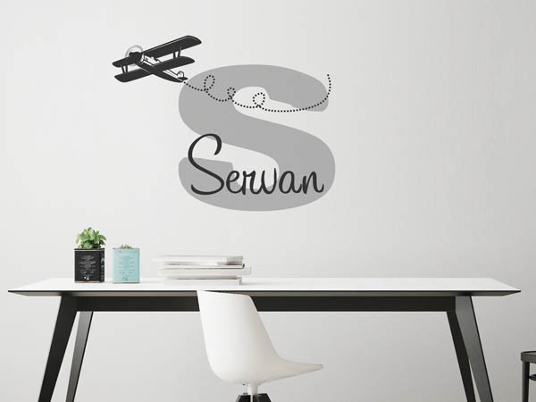 Wandtattoo Servan mit Flugzeug