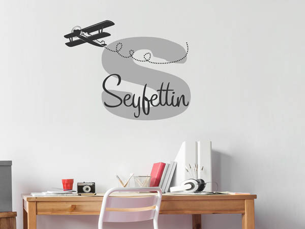 Wandtattoo Seyfettin mit Flugzeug