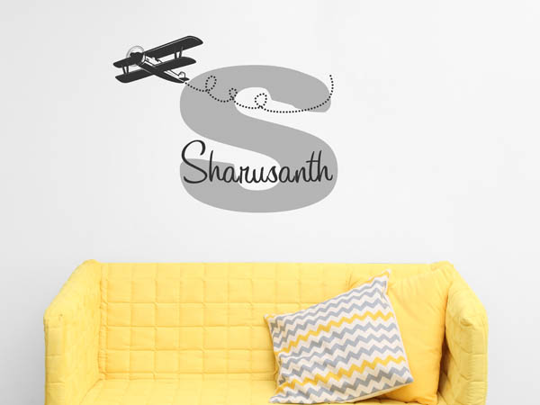 Wandtattoo Sharusanth mit Flugzeug