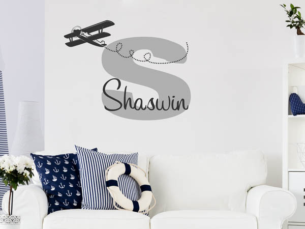 Wandtattoo Shaswin mit Flugzeug