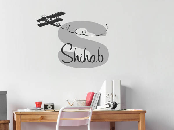 Wandtattoo Shihab mit Flugzeug