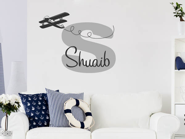 Wandtattoo Shuaib mit Flugzeug