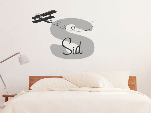 Wandtattoo Sid mit Flugzeug